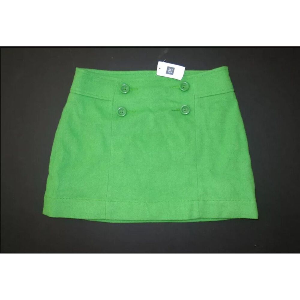 NEW Gap Kids girls skirt 14 green lined wool blend retro mod mini bright holiday